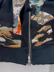 【hoodi27】 Remake Hoodie black × kimono