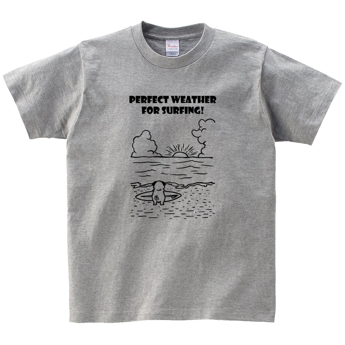 サーフィン日和 パグ Tシャツ dog83 犬 ブヒ ゆるい 手描きイラスト パグ 犬好き 犬服