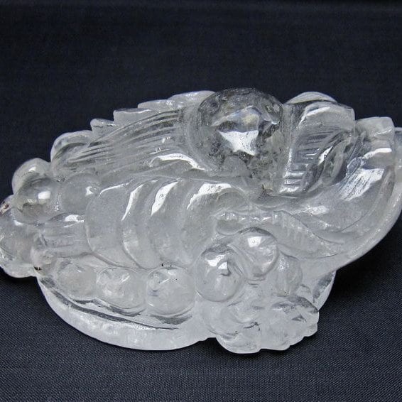 水晶 手彫り-卓上置物-キンセン-金蟾 一点物 154-132