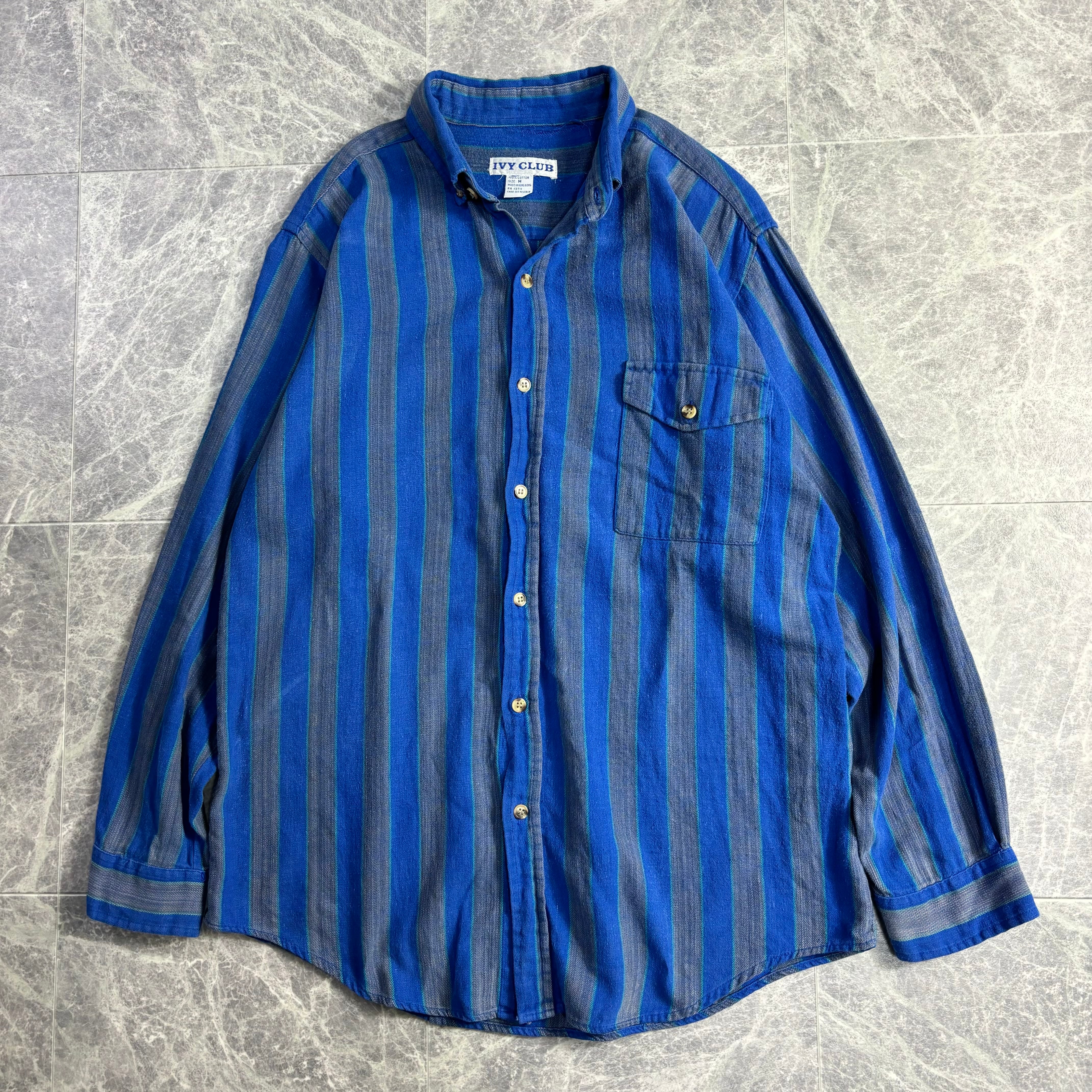 90s IVY CLUB stripe flannel shirt