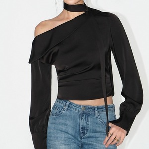 Offshoulder Ribbon Long sleeve shirt 125135