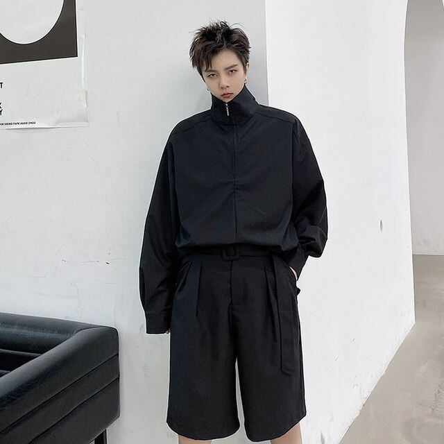 予約販売】メンズ セットアップ 上下 ハーフパンツ 長袖シャツ