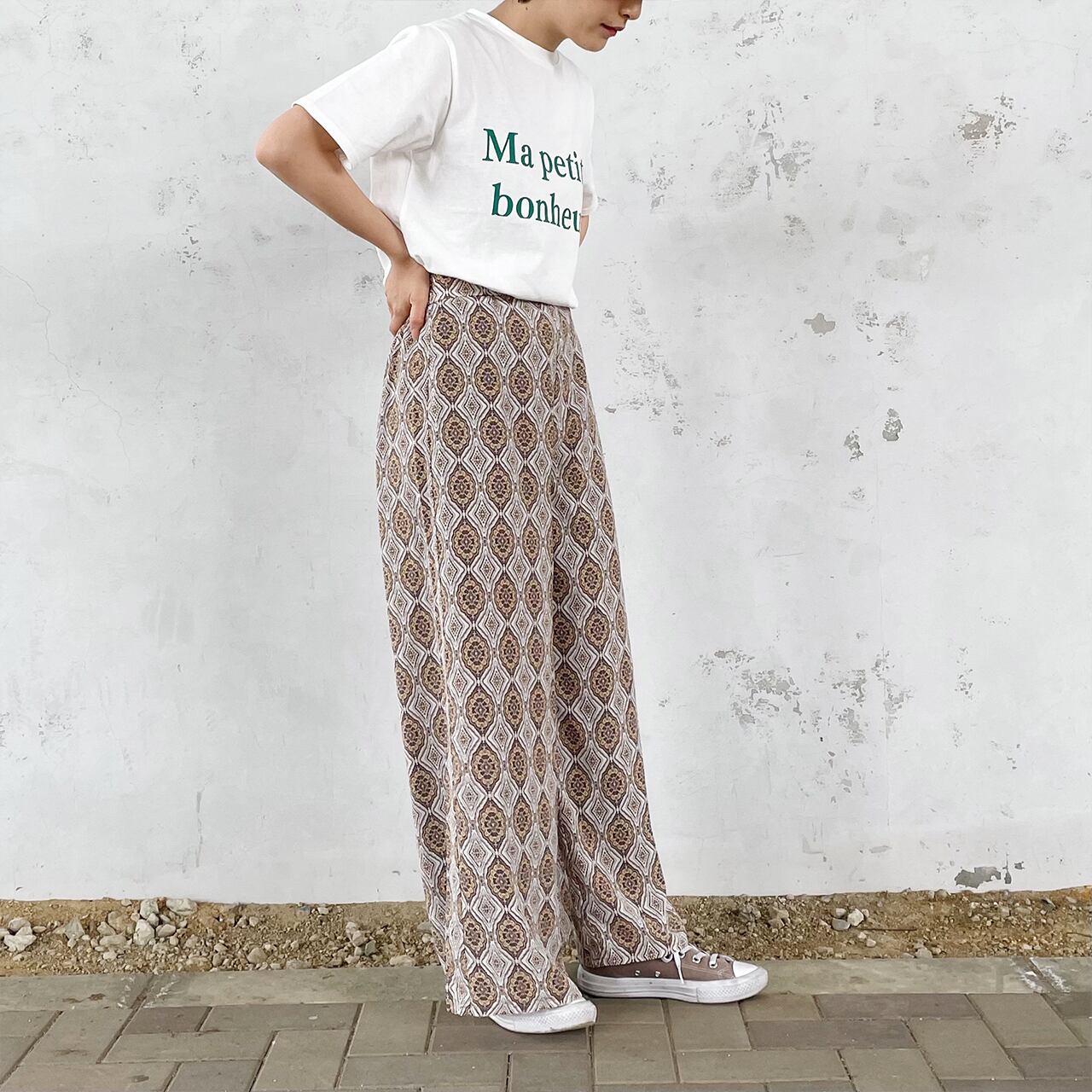 Printed relax pants (brown)