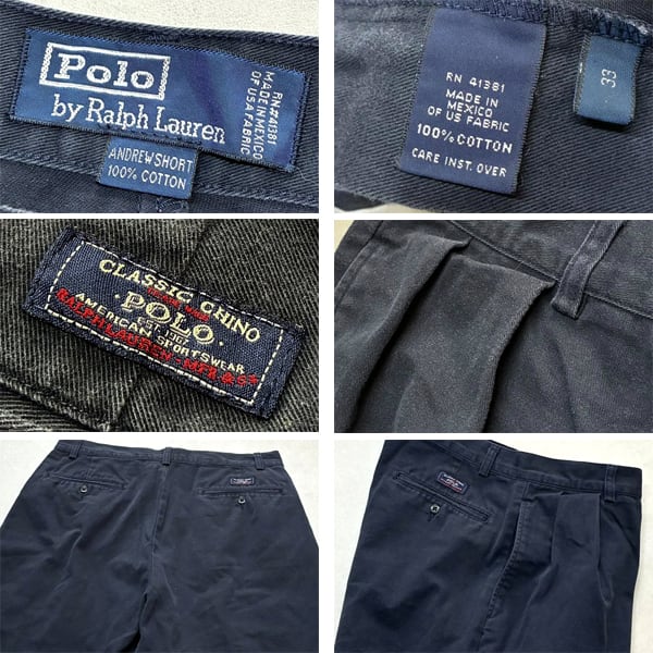 1点物◇POLOラルフローレン2タック紺チノショートパンツ古着メンズ33