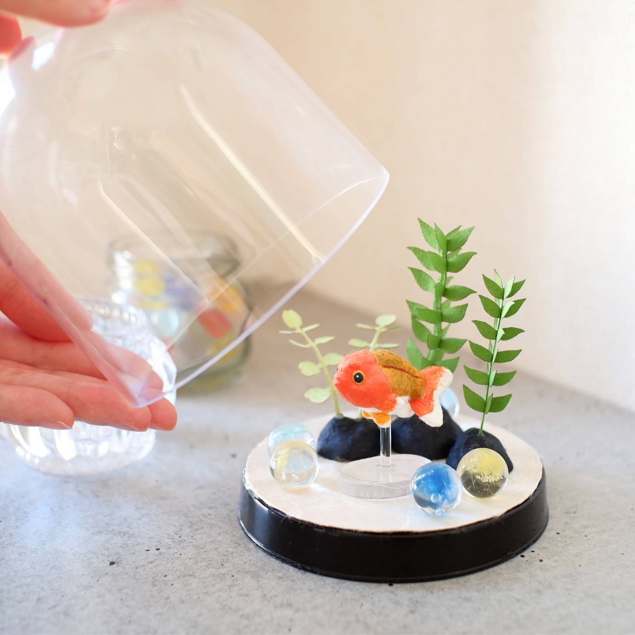 ◌金魚の涼飾り◌ ランチュウ　和紙アクアリウム／和紙インテリア