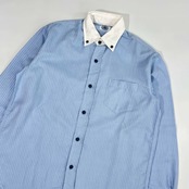 J.PRESS J.プレス ストライプ BD ボタンダウン 長袖 クレリックシャツ 160/ブルー メンズ