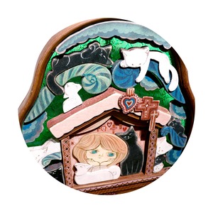 《 ta-nya 》額絵「うずま木　昼下がりの猫たち」