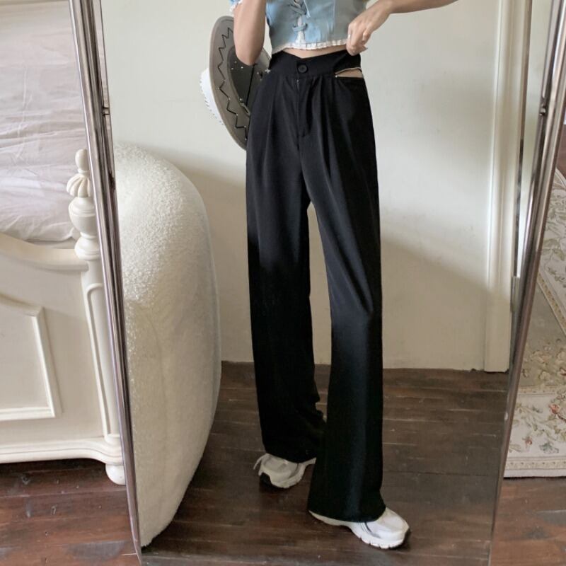 パンツ サマー薄手ルーズワイドレッグハイウェストウェストスプリングオータム 春物 夏物 秋物 ワイドパンツ 1号婦人18459172170