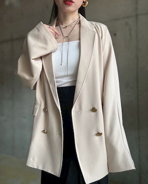 【3/3 21:00〜】 リネンライクゴールドボタンジャケット【ベージュ】