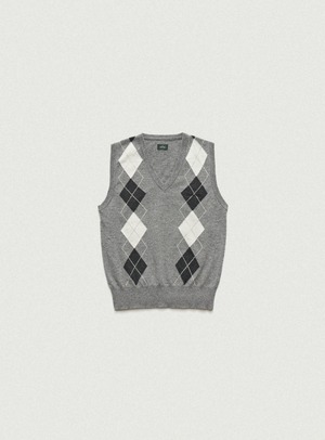 [The Barnnet] Grey Argyle Knit Vest 正規品 韓国ブランド 韓国通販 韓国代行 韓国ファッション ザ バーネット ザバーネット 日本