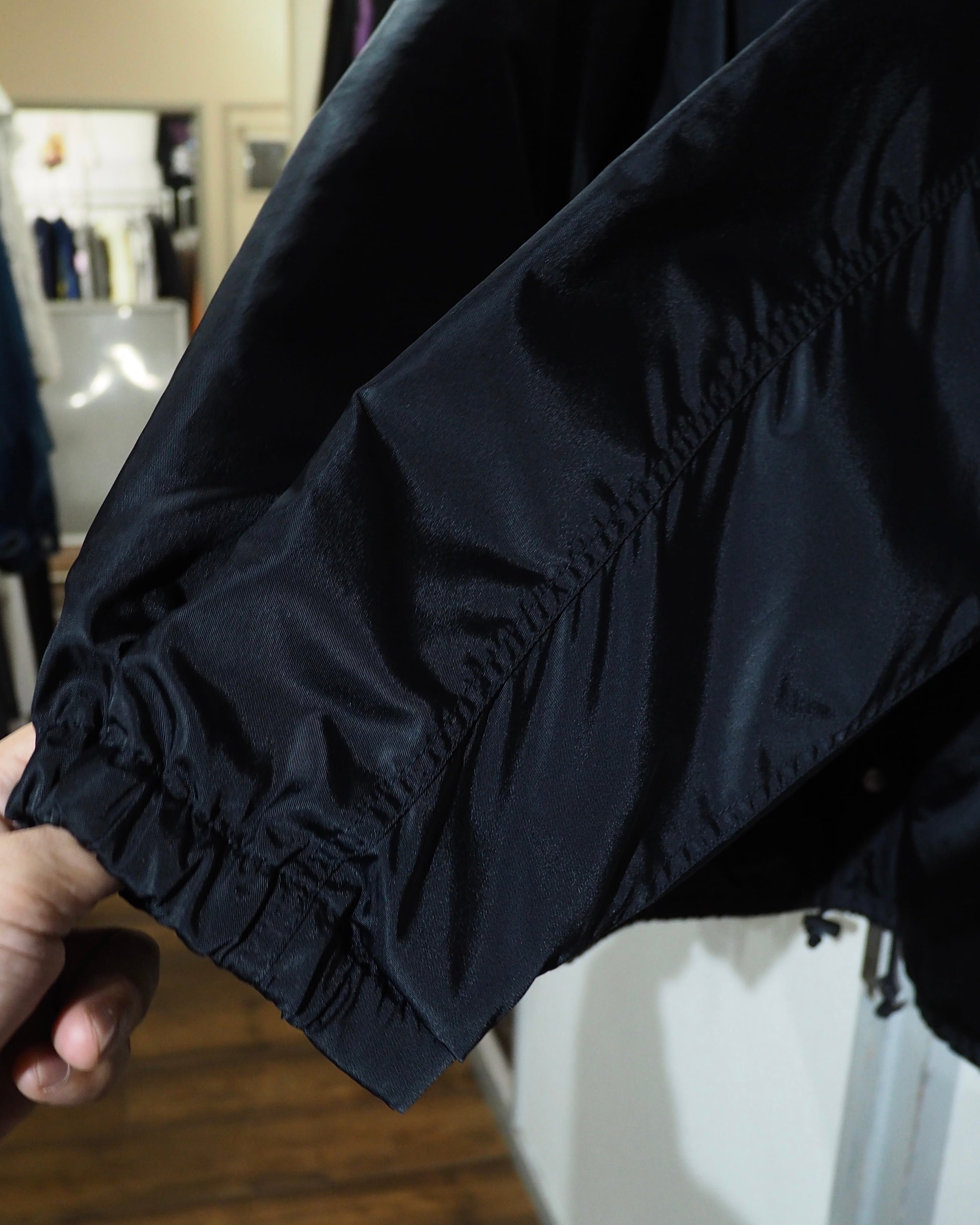 1990s " U.P renoma " Black Shiny Logo Printed Vintage Nylon Coach Jacket