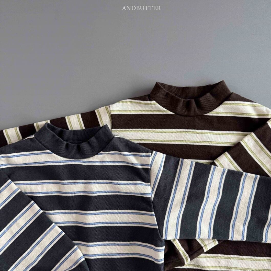 ストライプパッチハイネック 【andbutter】