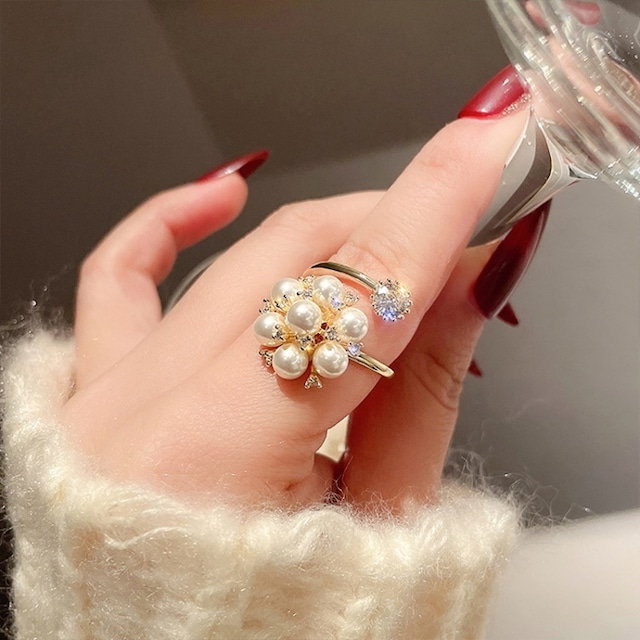 Flower pearl ring　M1187