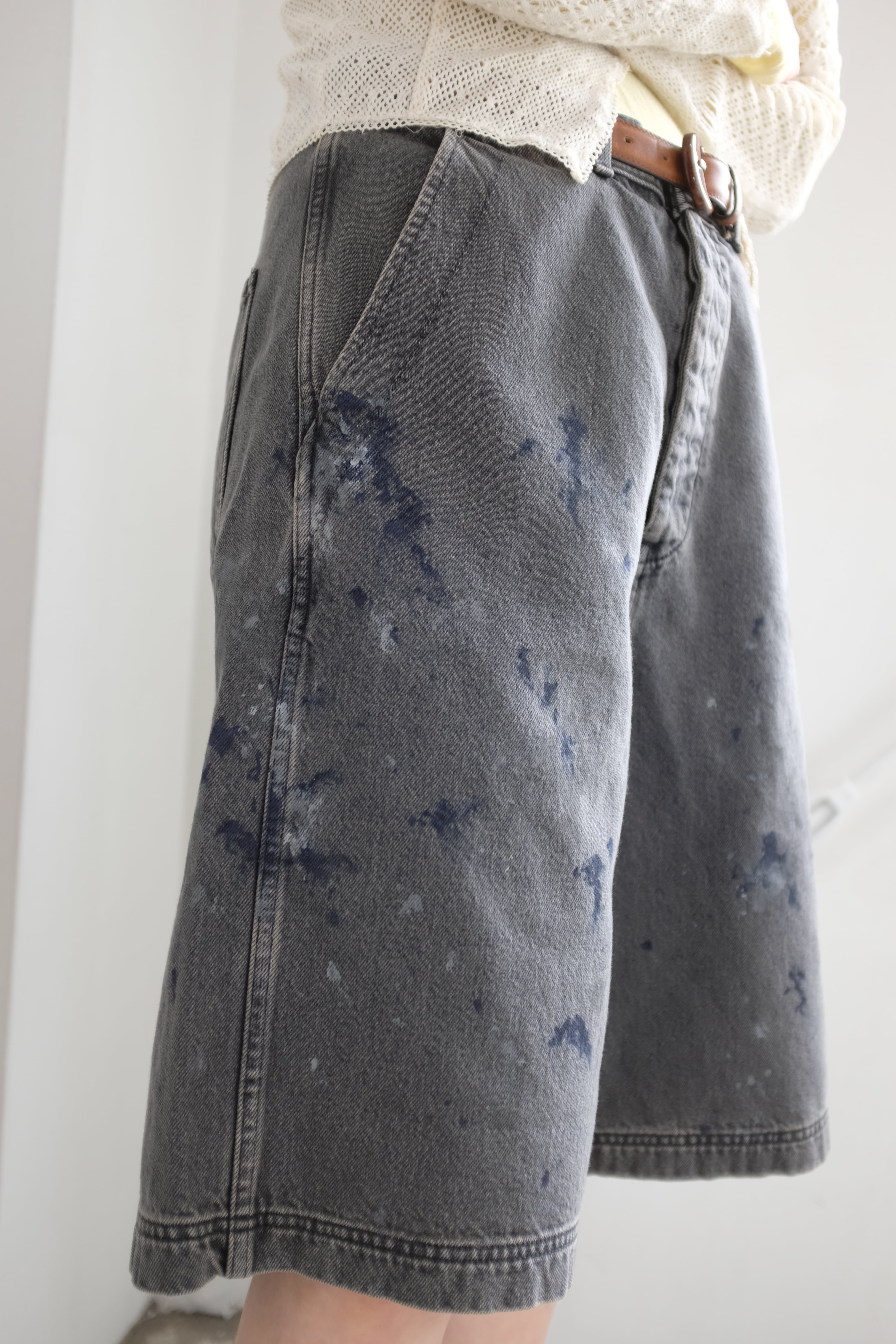 YLÈVE] HAND PAINT DENIM SHORTS / BLACK | YES-姫路の美容院と服のお