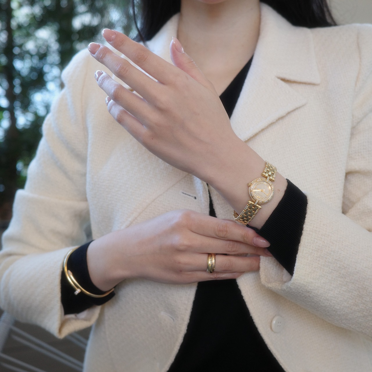 カルティエ パンテール ラウンド SM ケース×ブレスゴールド 純正ダイヤモンド