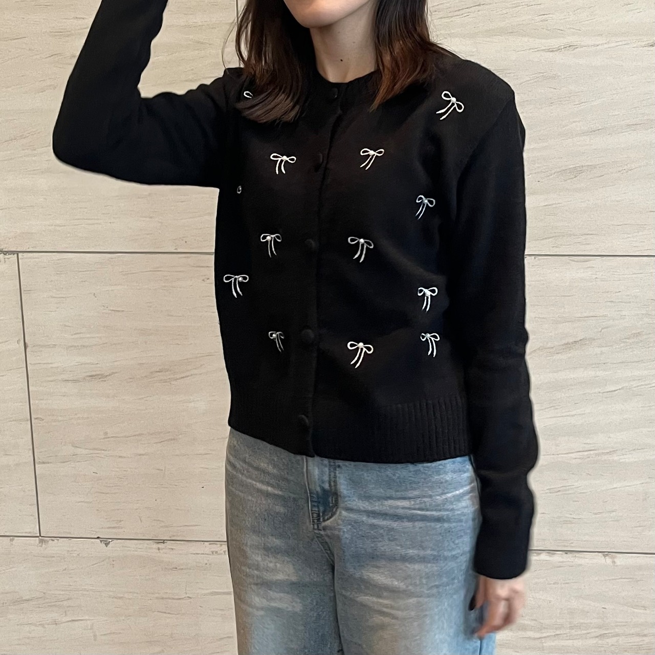 リボン刺繍カーディガン［40010］