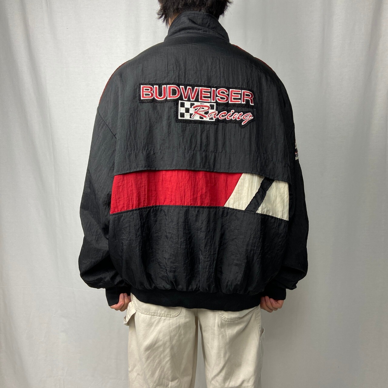 90年代 USA製 Budweiser バドワイザー ナイロンジャケット レーシング 
