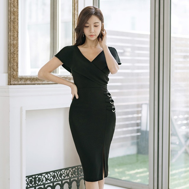 スリット入りカシュクールワンピース