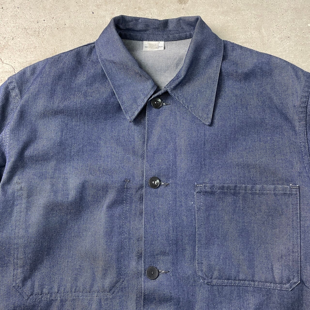 フランス製Bleu de Paname ワークジャケット L ユーロ古着#726 70年代 フランス製 MAGASINS BLEUS バットダイデニム フレンチワーク