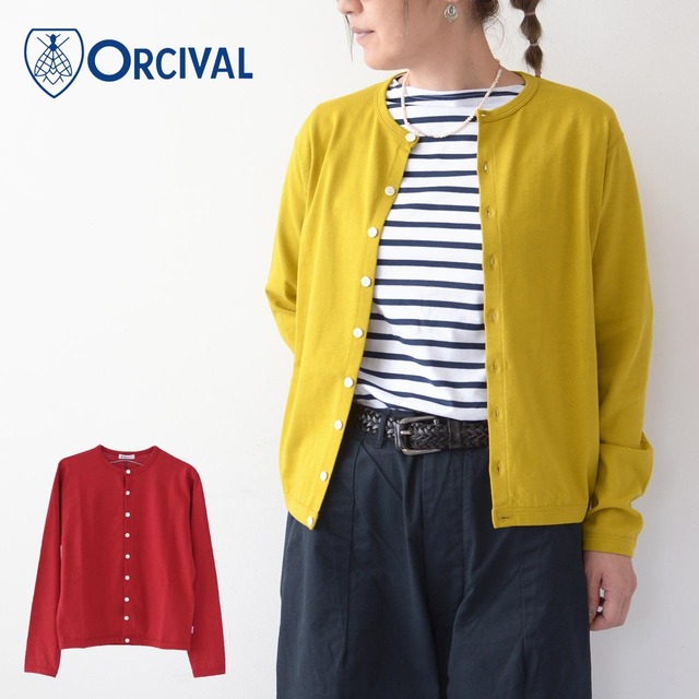 ORCIVAL [オーチバル・オーシバル] W THICK JERSEY CREW NECK CARDIGAN [OR-C0144 SPB] スーピマコットン クルーネックカーディガン・ 長袖カーディガン・羽織・無地・LADY'S [2023AW]