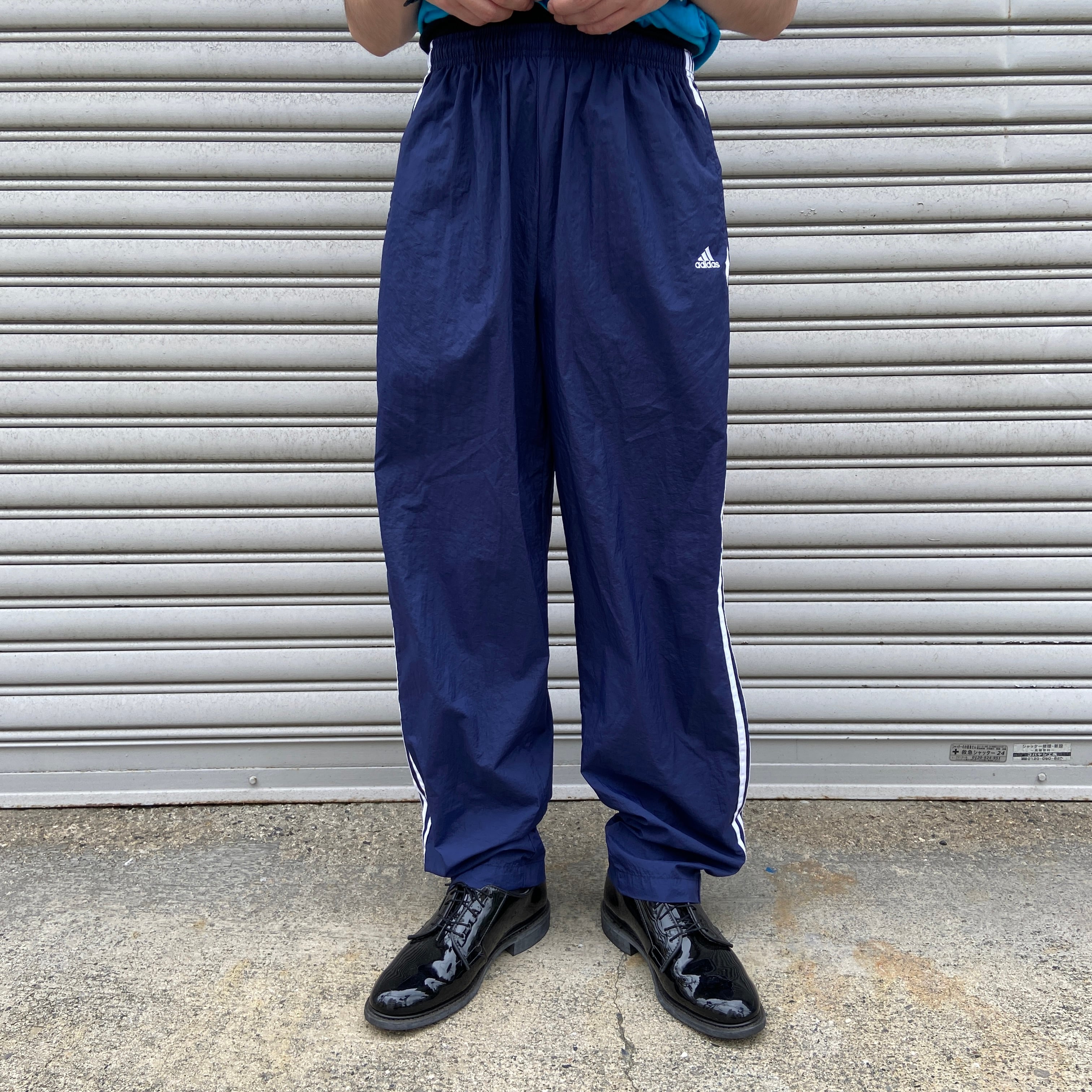 希少　adidas アメリカ製vintage トラックパンツ　ネイビー×イエロー