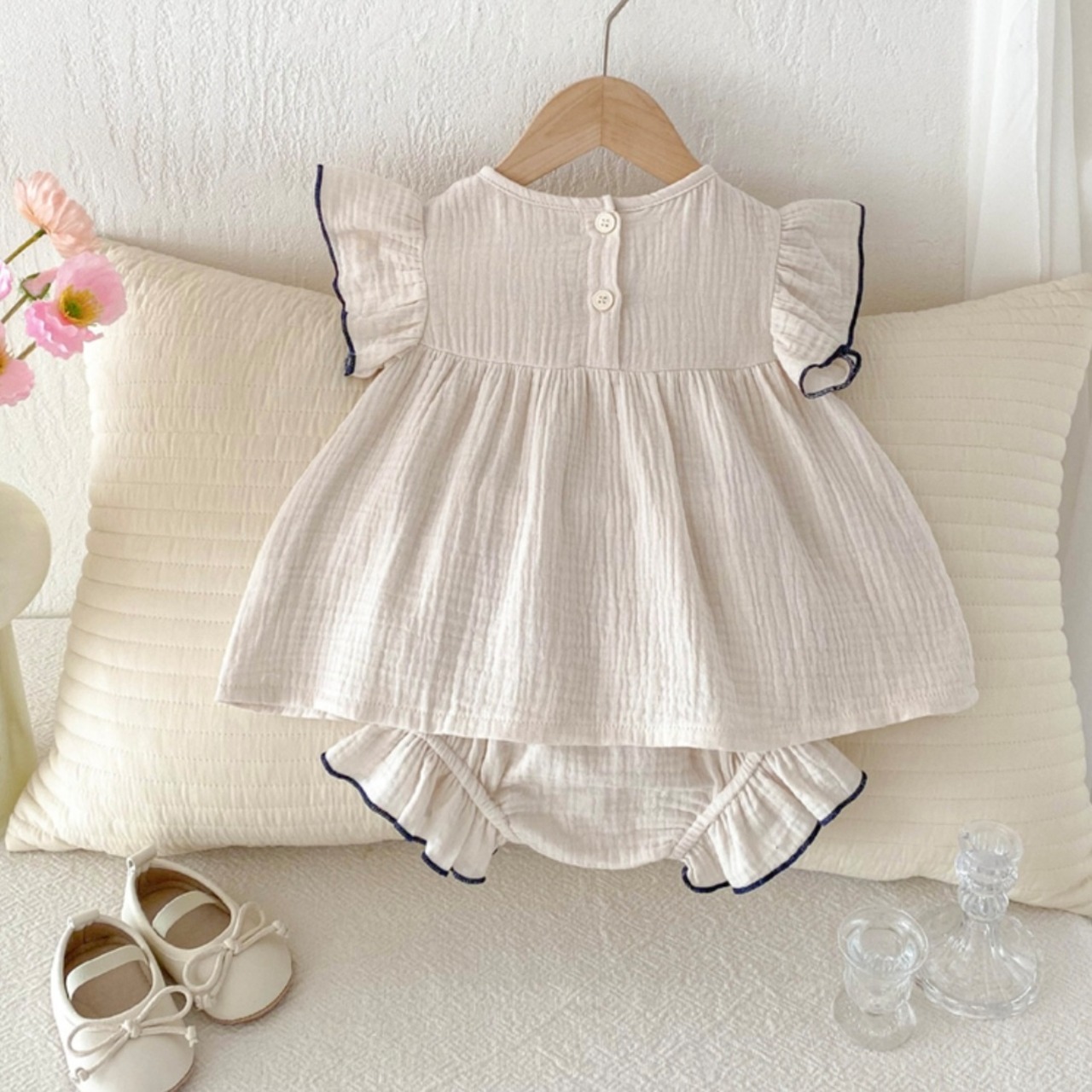 Cream Ruffle Baby Set | nicoa coco