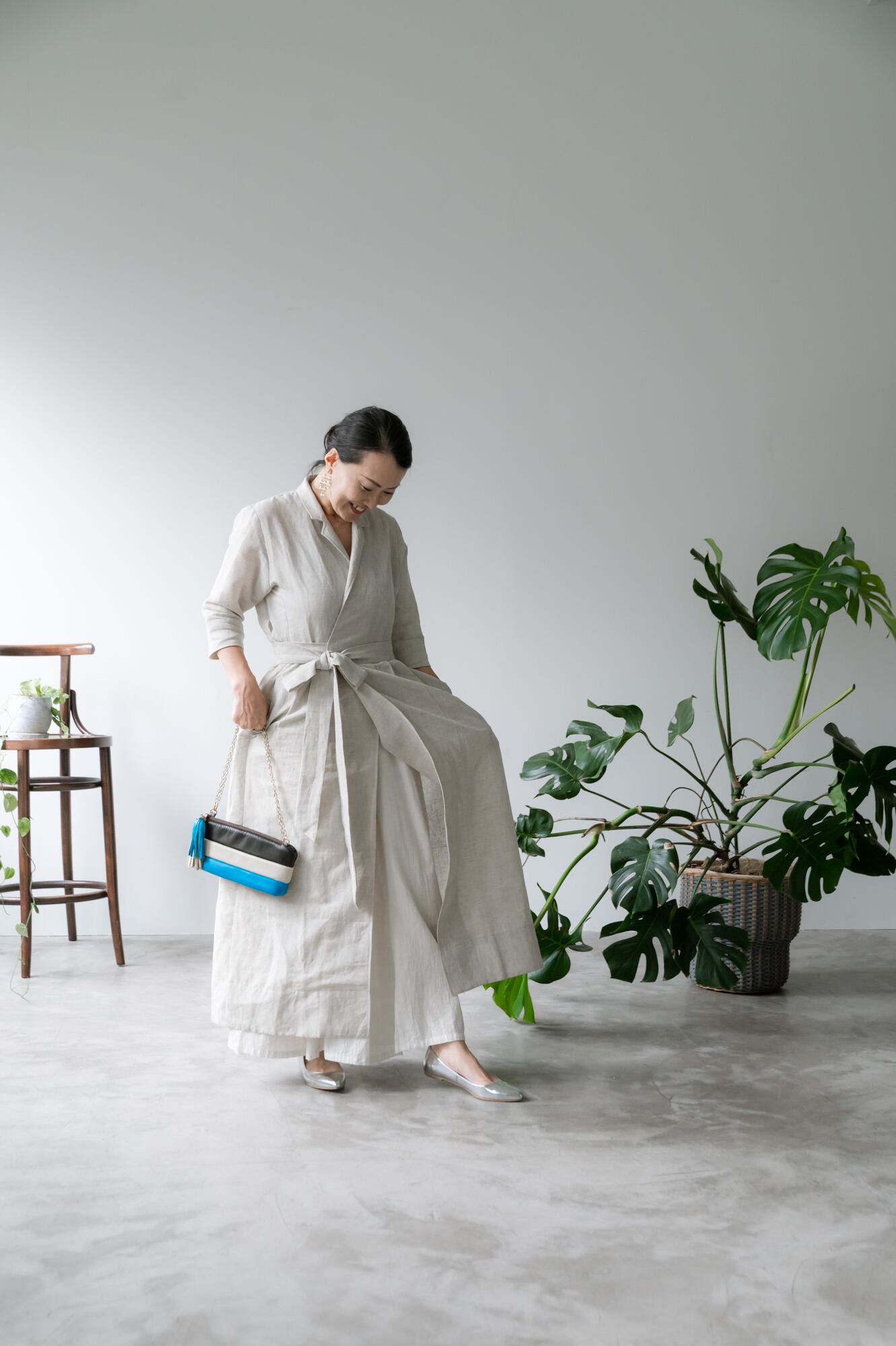 手織り】 現行 オリエンタルゲート リネン混 DUALドレス コート マキシ 