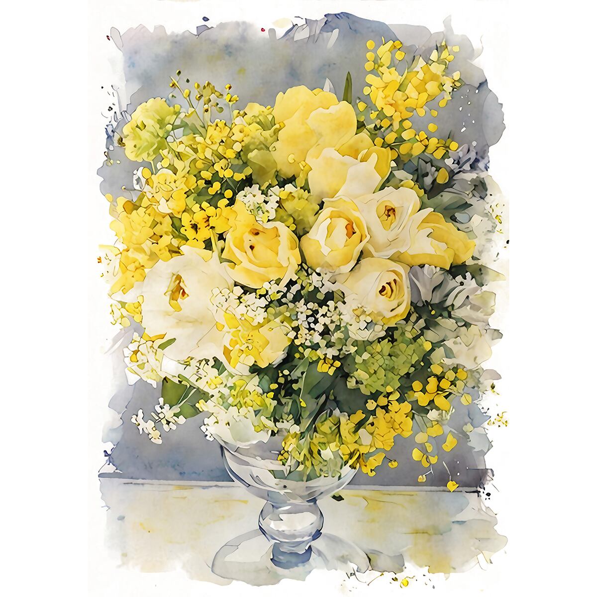 絵画 花の絵 インテリアアート額付き 水彩画・油絵調 WAT0384