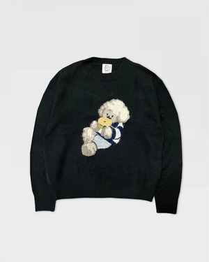 Muck flower crew neck knit Black