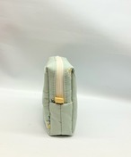 ポケットティッシュケース付き　スクエアポーチ　ミントフラワー｜とりさん工房ーかわいいハンドメイドポーチ