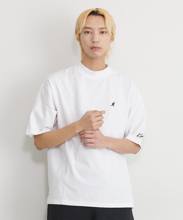 【KANGOL/カンゴール】Tシャツ 綿100% WEB限定 ワンポイント 五分袖 モックネック ブランド 刺繍 kpmc-10263