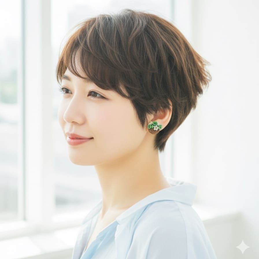 はなかごピアス（green×white）