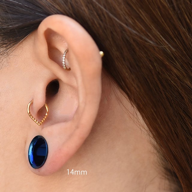 シングルアイレット 18mm 20mm ブルー シングルフレア トンネルピアス