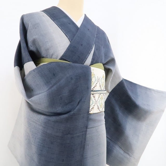 地織紬 きもの 袷 仕立て 躾糸あり（バレンタインSALE】【本場結城紬 