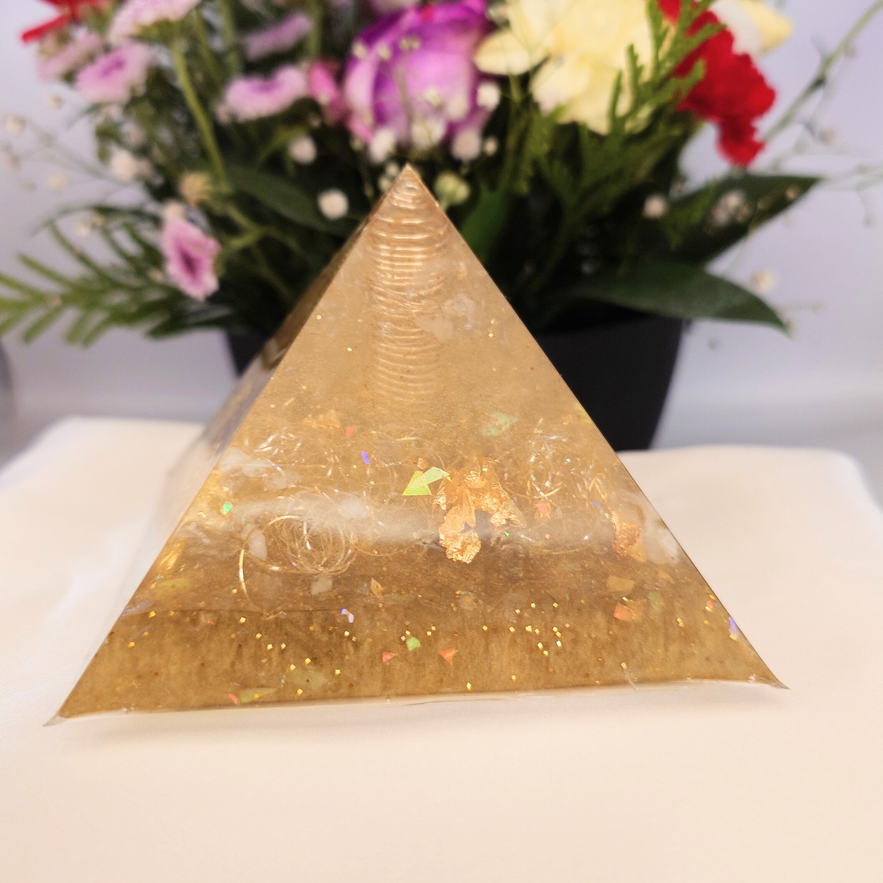 キラキラ 金運・財運・健康運アップに/龍神オルゴナイト!m【ゴールド