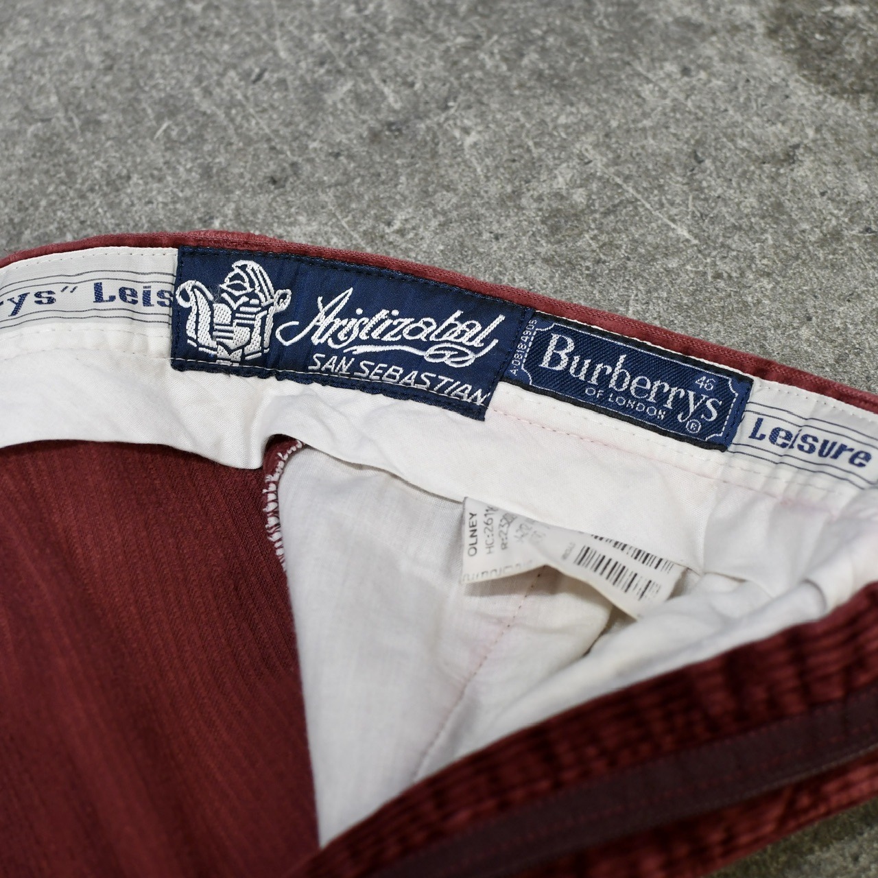 BURBERRY 2tuck corduroy pants wine red