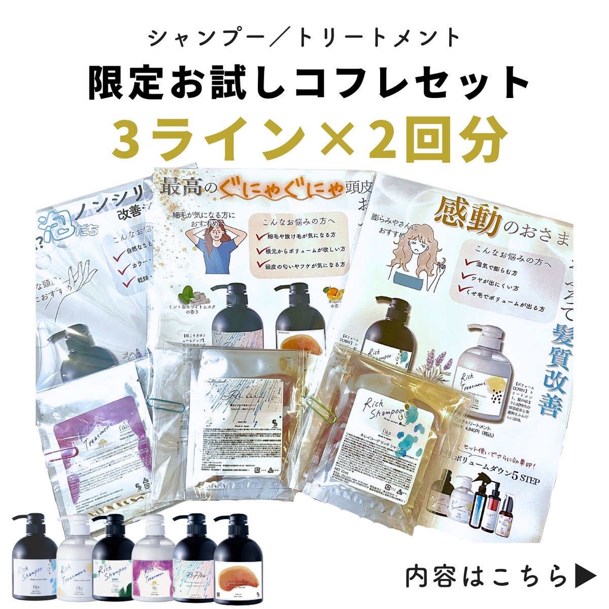 自分に合うシャンプーを見つけたい】丸ごとお試し｜シャントリ3ライン