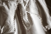 フランス 1900s リネン 貝たちの行進 とろり長いロングワンピースc アンティーク