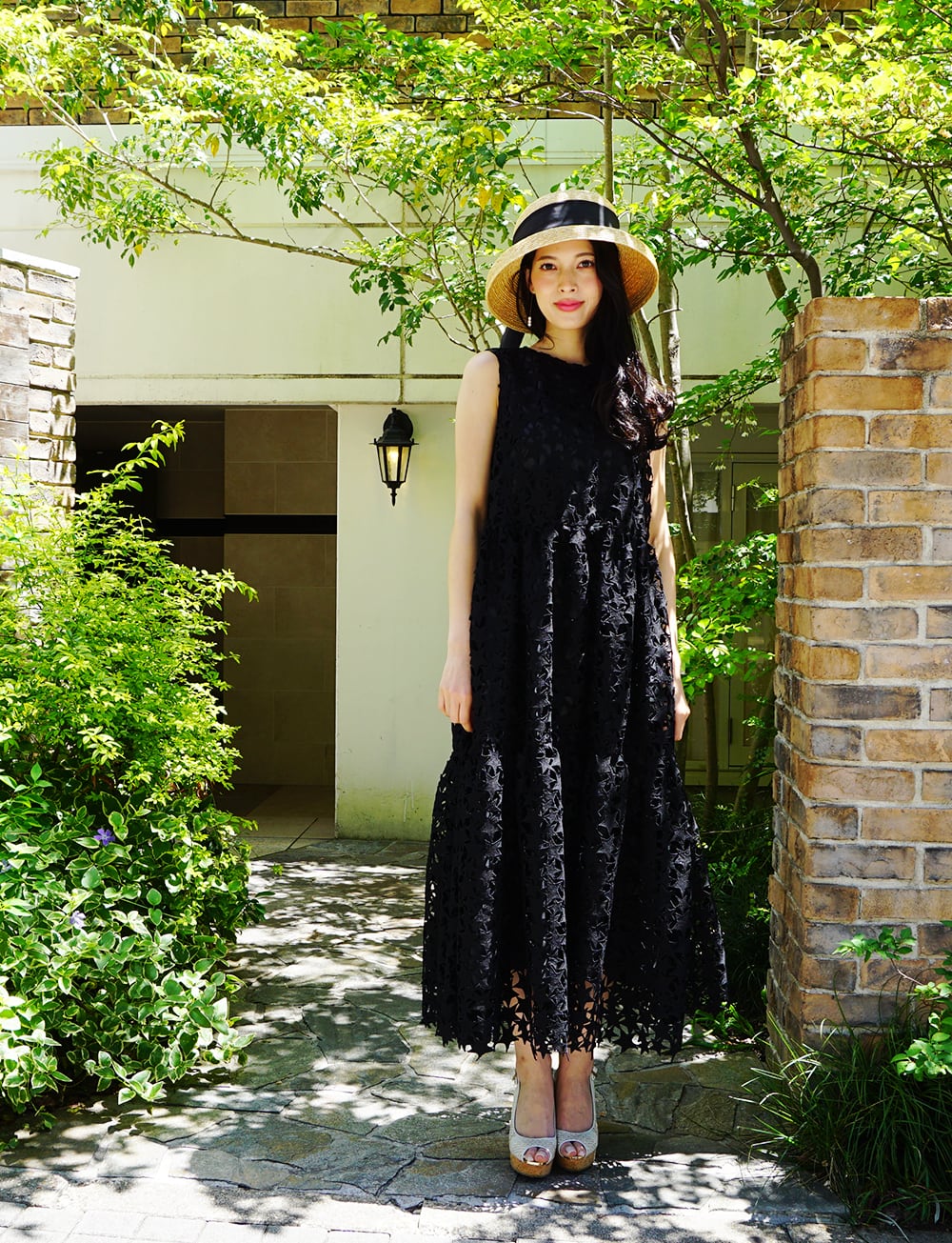 スターレースティアードワンピース Black Revival】スターレースティアードワンピース Black | amin pur