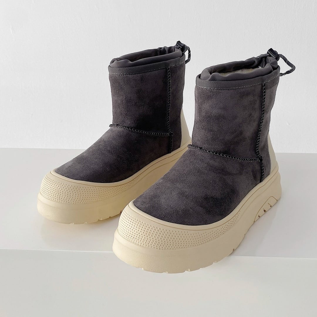プラットフォーム 厚底ボアショートブーツ 3カラー D12180