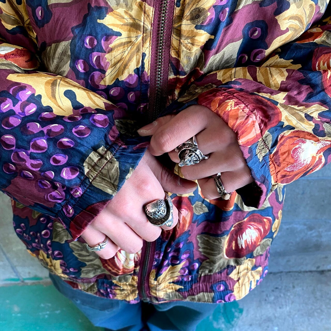 エスカーダ 総柄ジャケット フルーツ柄 size38 綿100% CHRIS ALLAN SPORT フルーツ柄 総柄 シルクジャケット メンズL相当