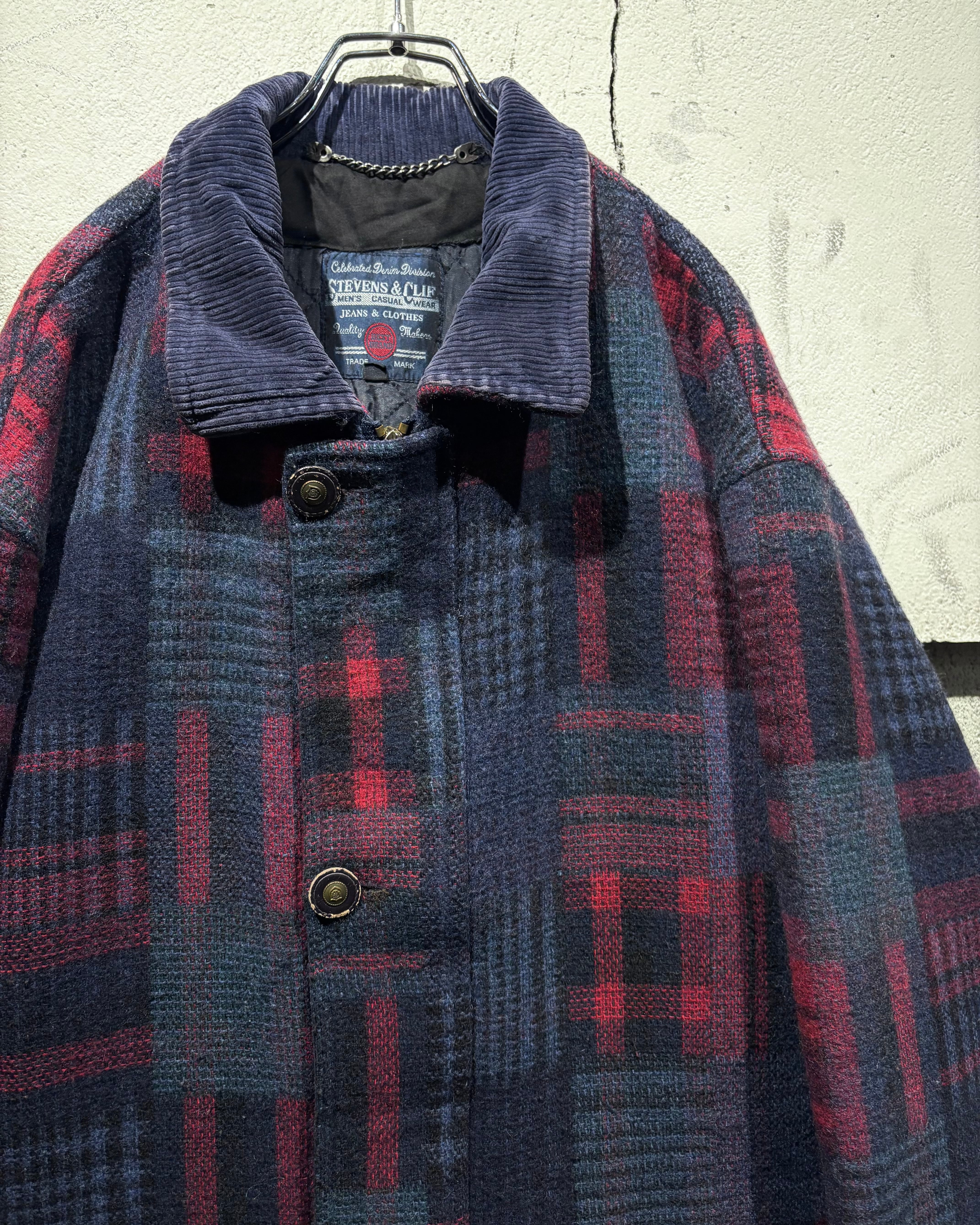 Caka otto】90's Euro Vintage Crazy Checkerd Pattern Tweed Coverall