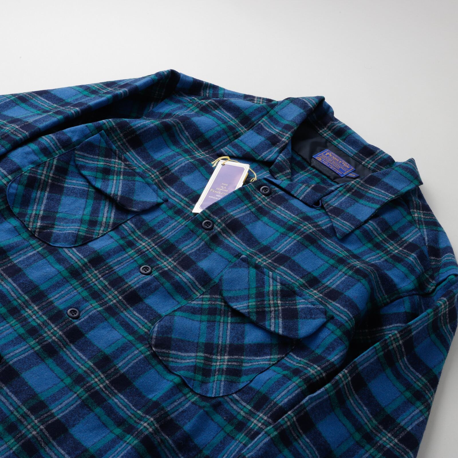 未使用】70s PENDLETON ombre check wool shirts made in USA dead
