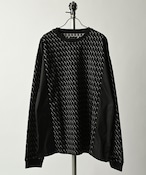 MMMM Side flannel switching crew neck diamond pattern (BLK) 14024M24