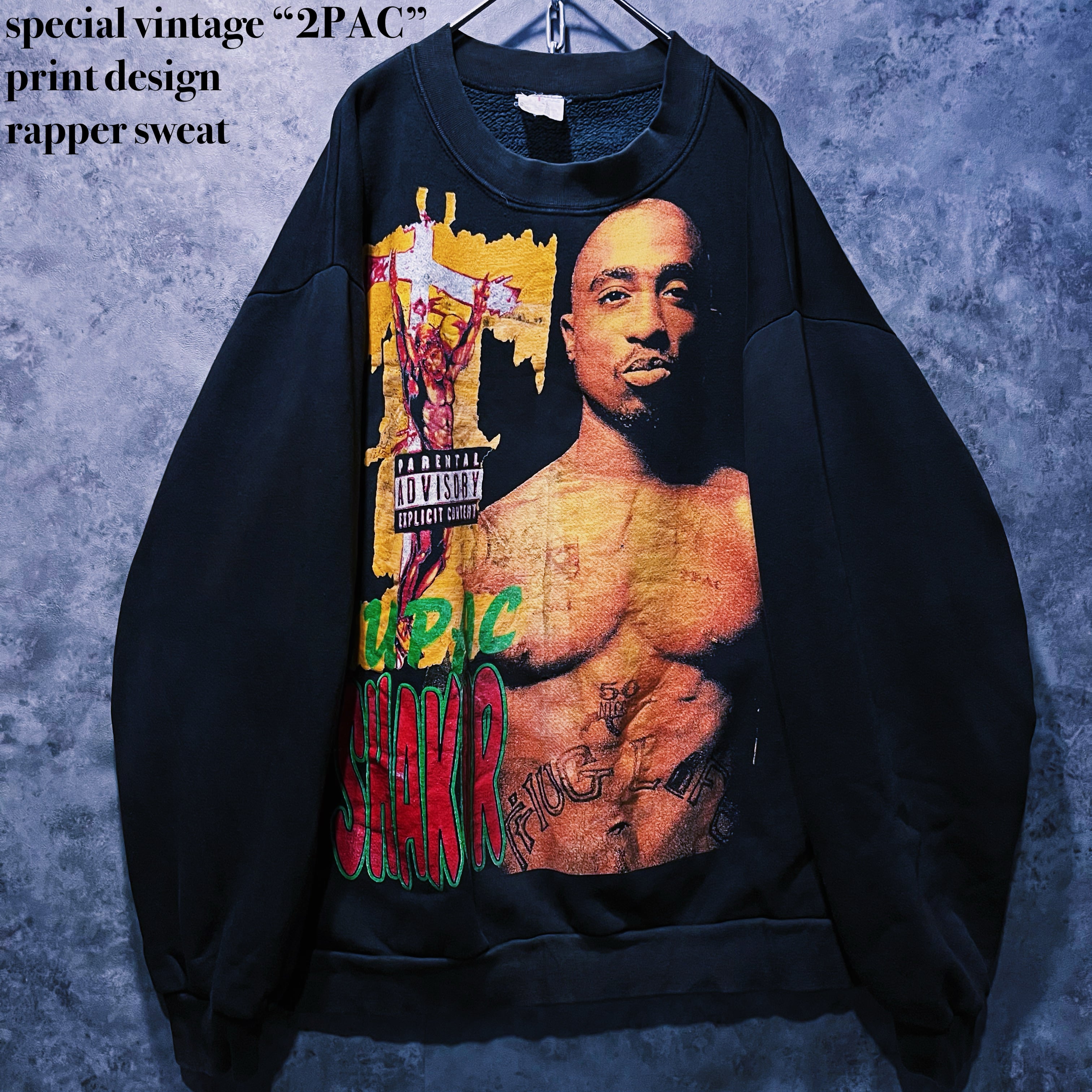【doppio】special vintage “2PAC”print design rapper sweat