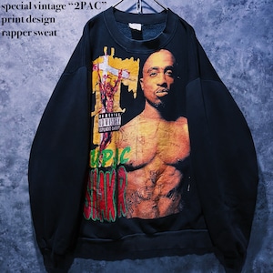 【doppio】special vintage “2PAC”print design rapper sweat