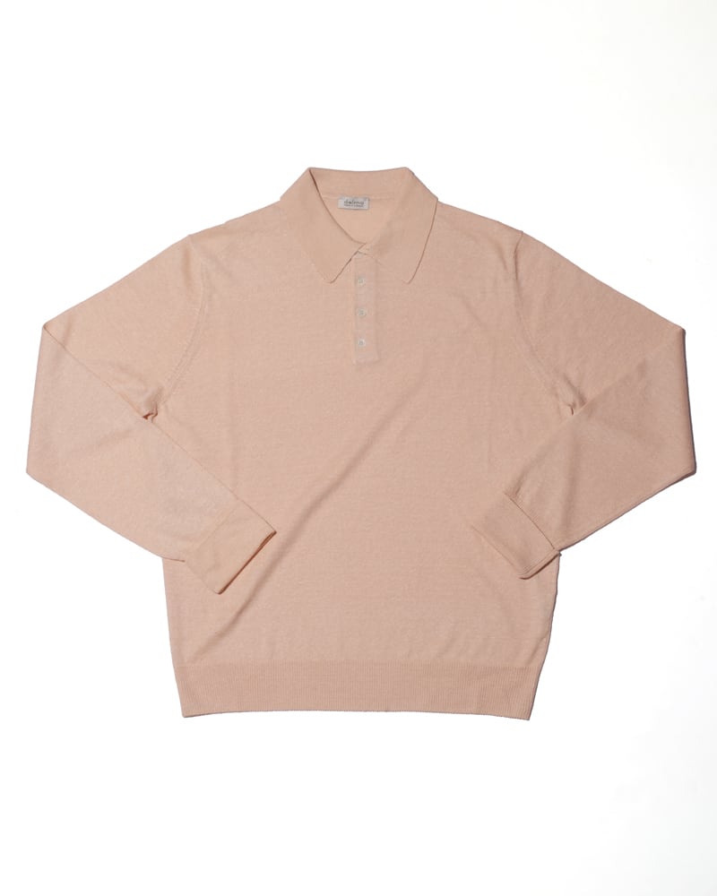 Dalmo Cashmere リネンコットン ポロシャツ サーモン