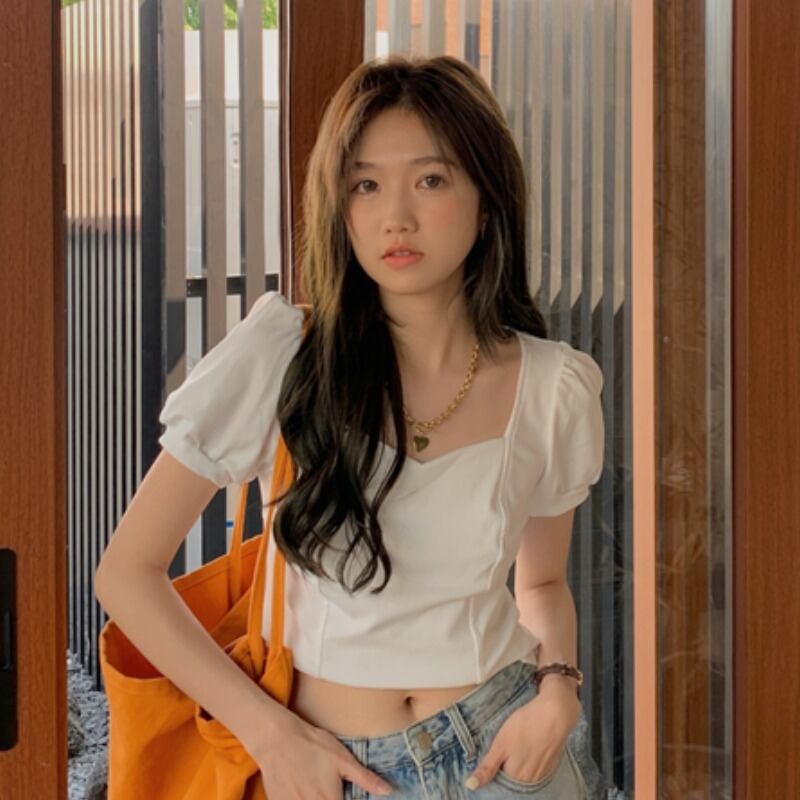 サマーVネックショートTシャツ レッドルーズブラックトップス 夏物 YY-ファッション76850740259