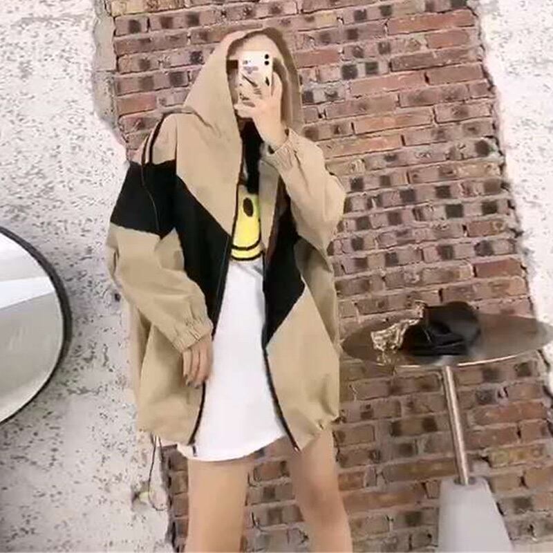 ラージサイズファットmm新しいフード付きトップデザインセンス女性ニッチ長袖2020新しいファットシスタースリムウインドブレーカー ミックスインファッション22033394981
