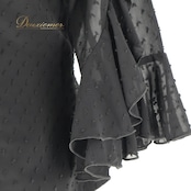 フラメンコ 衣装 ソニアジョーンズ SONIA JOHNES トップス ブラウス 黒 レース ダンス 発表会 フリル 軽い パーティ ブラック系 フラメンコ トップス レース ブラウス 軽量 おしゃれ シンプル 透け感 黒系 ダンス衣装 発表会用 レディース コンサート